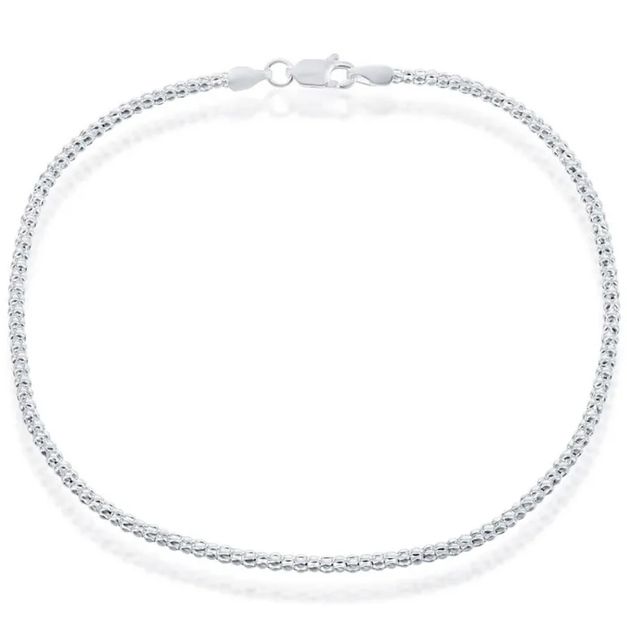 Rings Classic Womens Anklet Silver Plated Sterling 25mm Popcorn 9 inch R92579 Classic Rings Classic Womens Anklet Silver Plated Sterling 25mm Popcorn 9 inch R92579 Classic