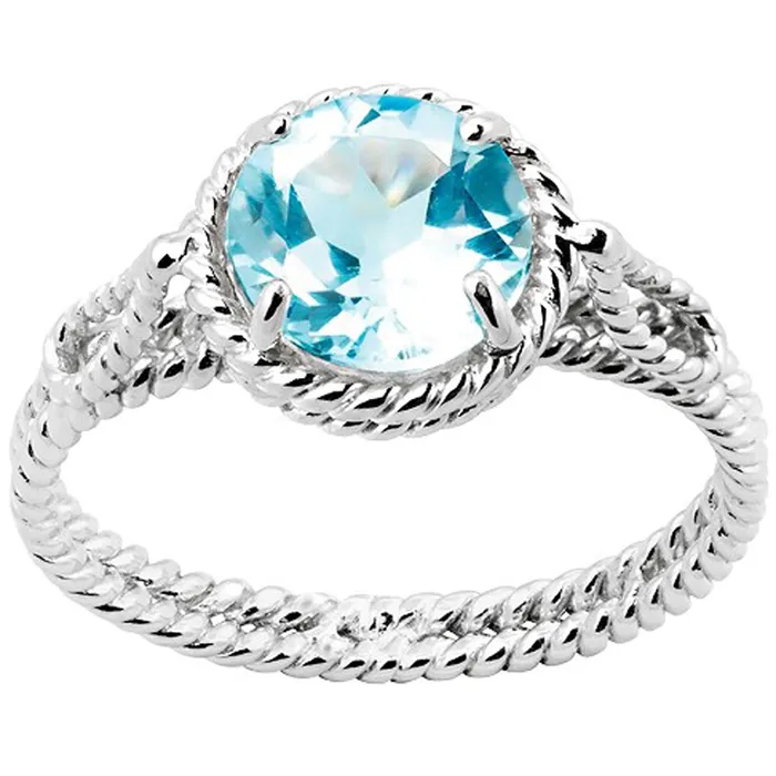 Rings Classic Womens Blue Topaz Twisted Wire Ring W9254 Classic