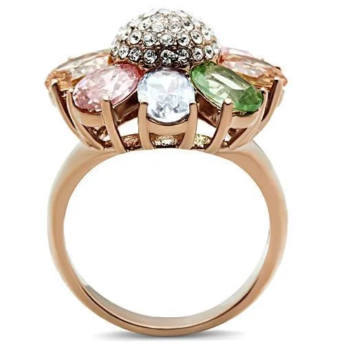 Rings GL224 IP Rose GoldIon Plating Brass Ring with AAA Grade CZ in Multi Color Alamode
