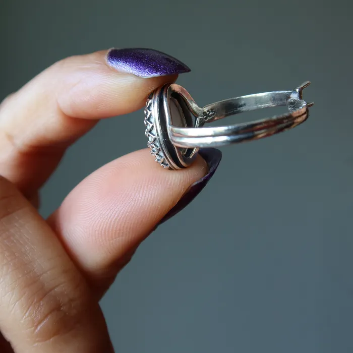 Rings Howlite Ring White Mountain Sterling Silver Adjustable Satin Crystals