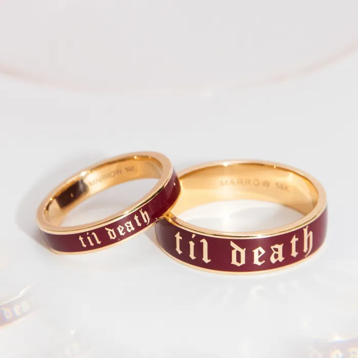 Rings Marrow Fine Til Death Cherry Mocha Enamel Band 4mm