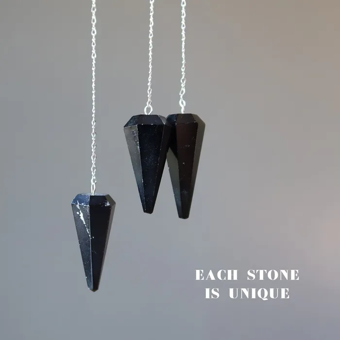 Rings Satin Crystals Black Tourmaline Pendulum Hypnotic Sterling Silver