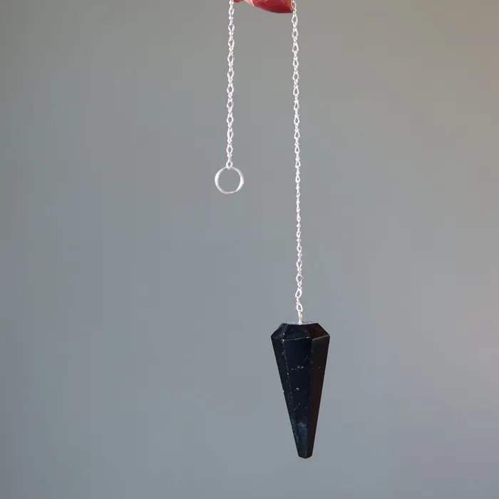 Rings Satin Crystals Black Tourmaline Pendulum Hypnotic Sterling Silver