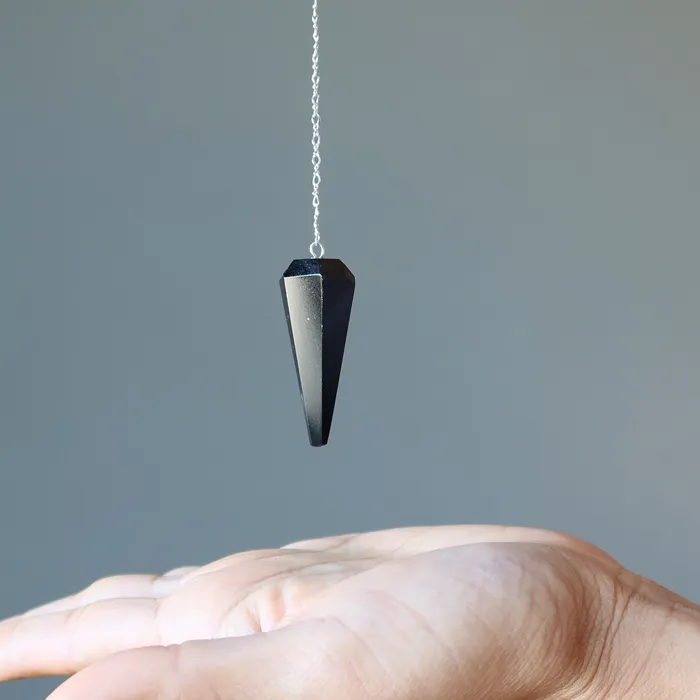 Rings Satin Crystals Black Tourmaline Pendulum Hypnotic Sterling Silver