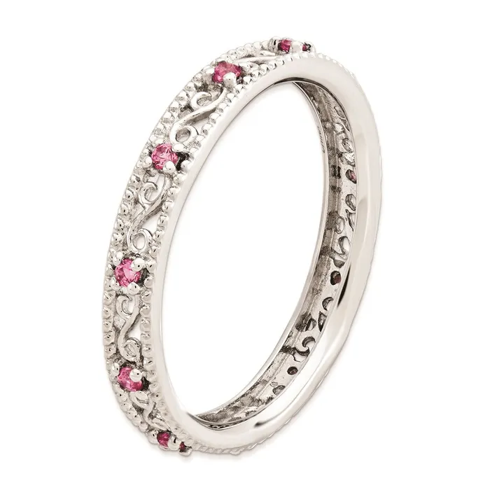Rings Stackable Expressions Sterling Silver Stackable Expressions Created Pink Sapphire Ring QSK1491 Rings Stackable Expressions Sterling Silver Stackable Expressions Created Pink Sapphire Ring QSK1491