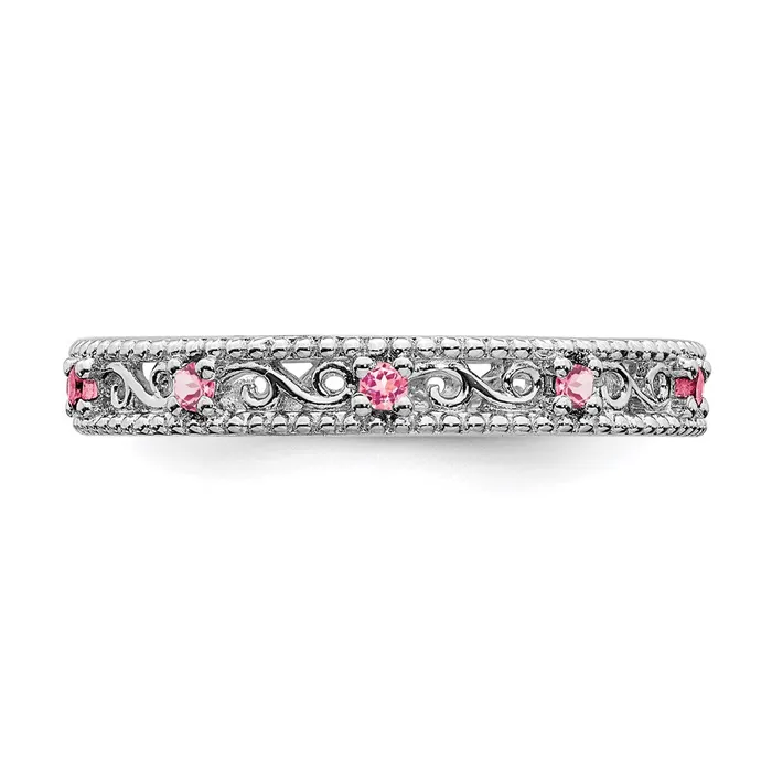Rings Stackable Expressions Sterling Silver Stackable Expressions Created Pink Sapphire Ring QSK1491 Rings Stackable Expressions Sterling Silver Stackable Expressions Created Pink Sapphire Ring QSK1491