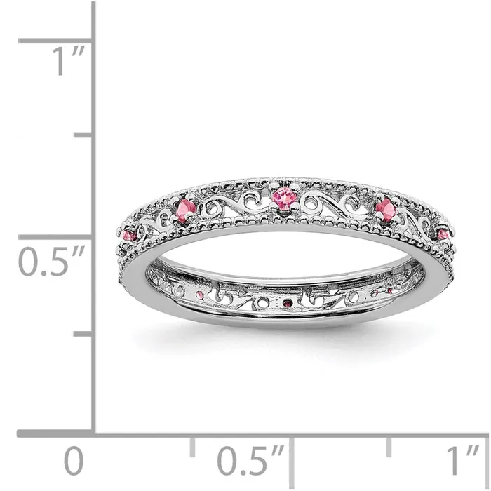 Rings Stackable Expressions Sterling Silver Stackable Expressions Created Pink Sapphire Ring QSK1491 Rings Stackable Expressions Sterling Silver Stackable Expressions Created Pink Sapphire Ring QSK1491