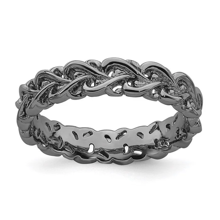 Rings Sterling Silver Stackable Expressions Blackplated Carved Stackable Expressions Rings Sterling Silver Stackable Expressions Blackplated Carved Stackable Expressions