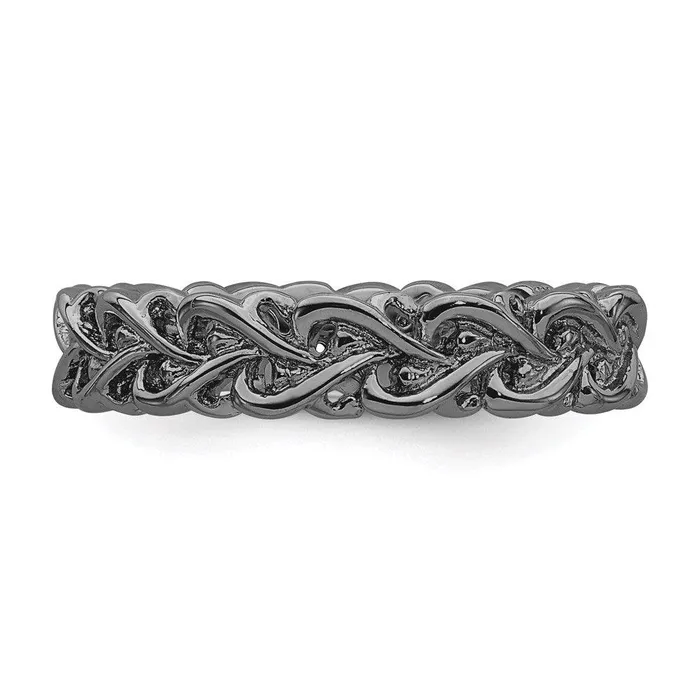 Rings Sterling Silver Stackable Expressions Blackplated Carved Stackable Expressions Rings Sterling Silver Stackable Expressions Blackplated Carved Stackable Expressions