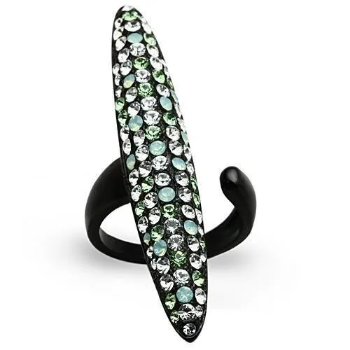 Rings TK1365 IP BlackIon Plating Stainless Steel Ring with Top Grade Crystal in Multi Color Alamode