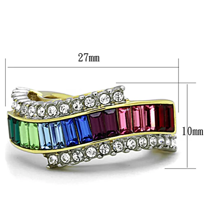 Rings TK1575 TwoTone IP Gold Ion Plating Stainless Steel Ring with Top Grade Crystal in Multi Color Alamode