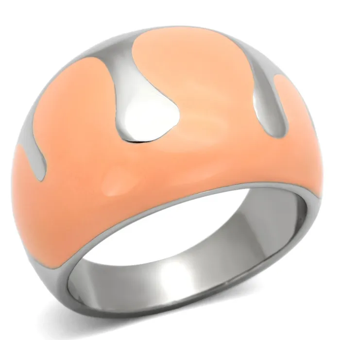 Rings TK802 High polished no plating Stainless Steel Ring with Epoxy in Orange Alamode
