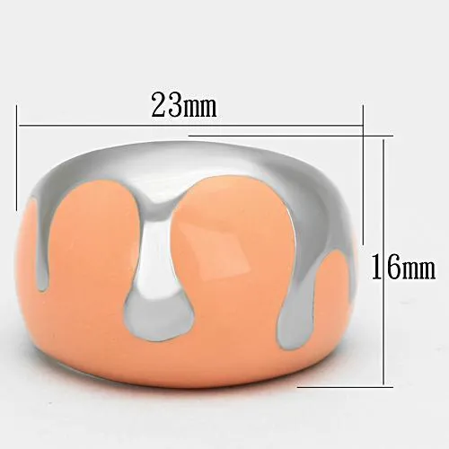 Rings TK802 High polished no plating Stainless Steel Ring with Epoxy in Orange Alamode