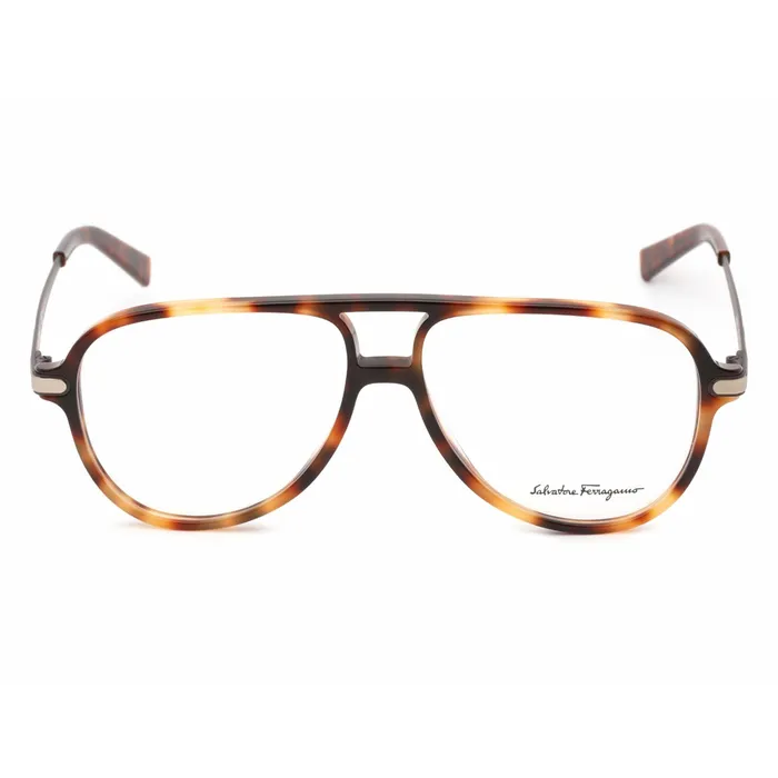 Salvatore Ferragamo Salvatore Ferragamo Mens Eyeglasses Havana Aviator Frame Clear Lens SF2855 214 Rings