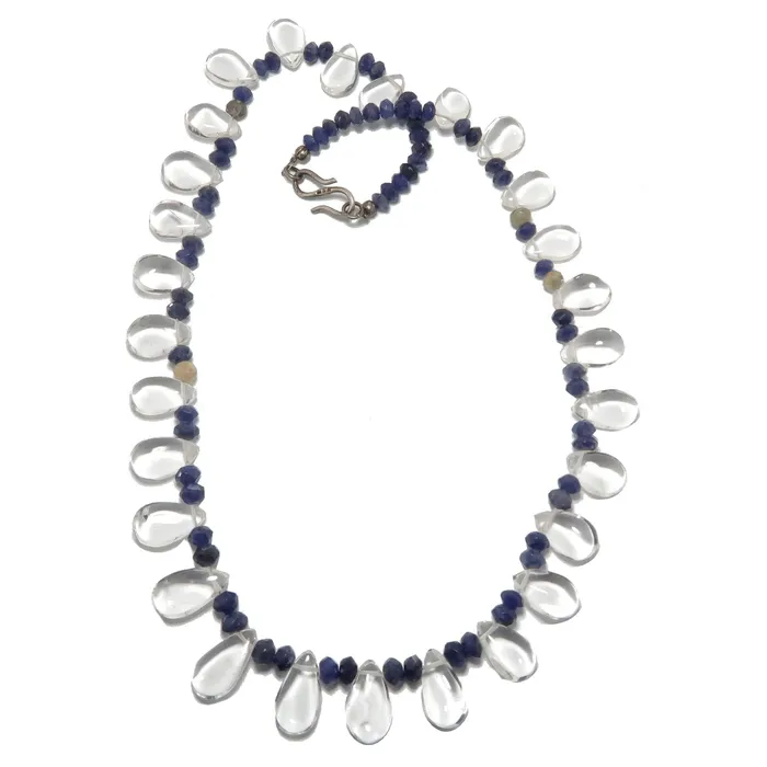 Satin Crystals Necklaces Clear Quartz Necklace Blue Aventurine Jewel