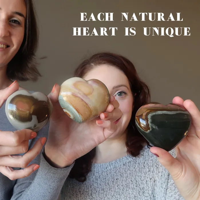 Satin Crystals Necklaces Polychrome Jasper Heart Love Mother Earth Nature