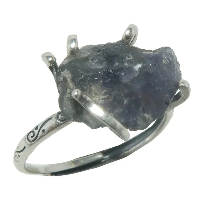 Satin Crystals Rings Iolite Ring Rich Blue Stone Sterling Silver Adjustable