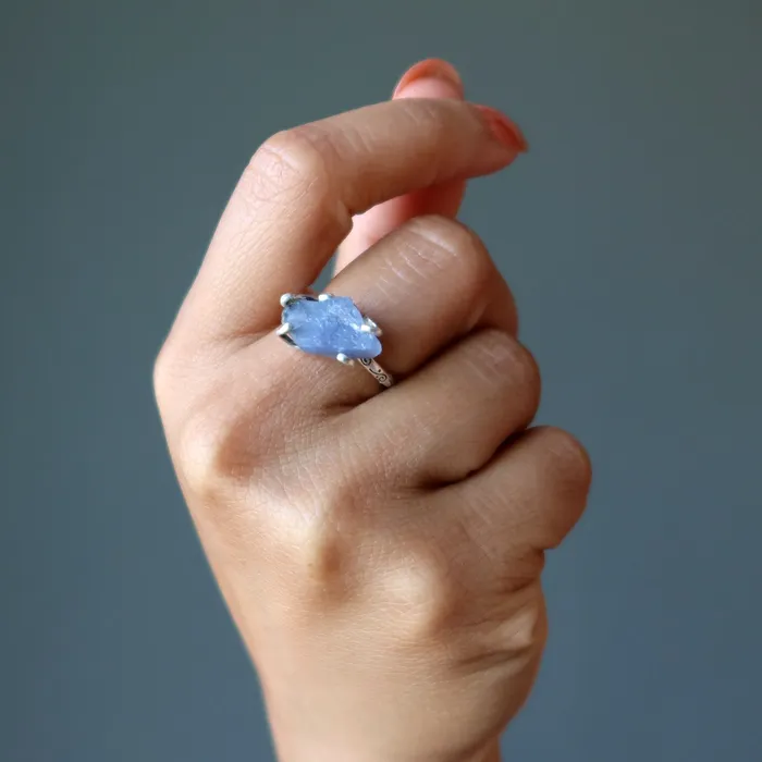 Satin Crystals Rings Iolite Ring Rich Blue Stone Sterling Silver Adjustable