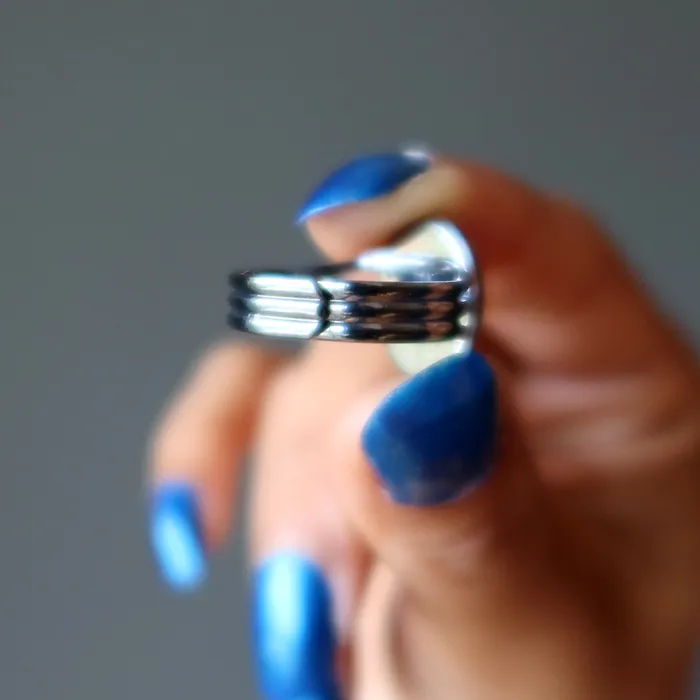 Satin Crystals Rings Mahogany Obsidian Ring Gem Gunmetal Adjustable