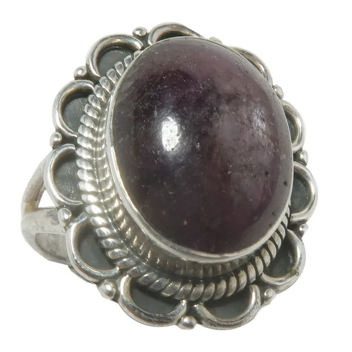 Satin Crystals Rings Red Ruby Ring Star Flower Gem Sterling Silver Size 625