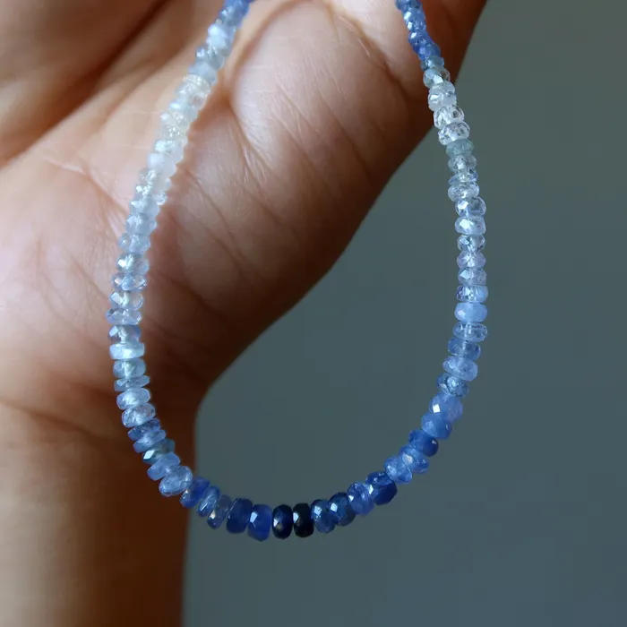 Satin Crystals Sapphire Necklace Beauty in Blue Real Gems Sterling Silver Necklaces