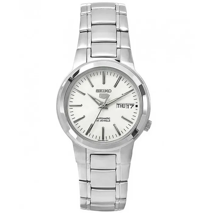 Seiko Mens Automatic Watch Seiko 5 White Dial Stainless Steel Bracelet SNKA01K1 SEIKO Bracelets Seiko Mens Automatic Watch Seiko 5 White Dial Stainless Steel Bracelet SNKA01K1 SEIKO Bracelets