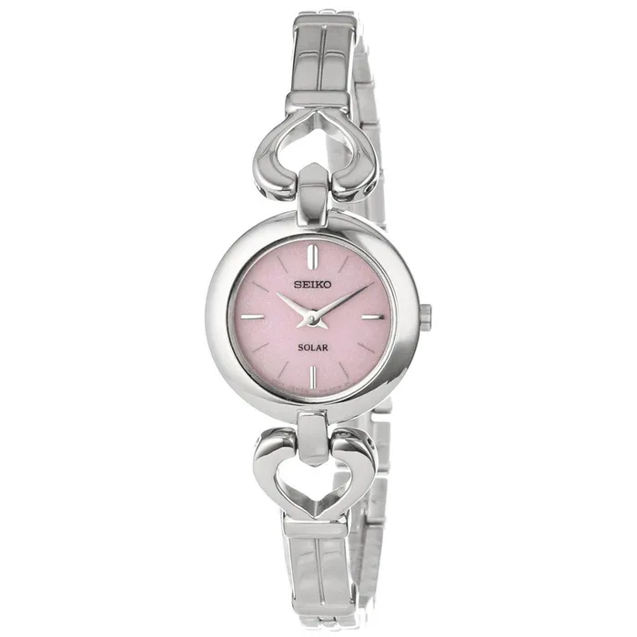 Seiko SUP135 Womens Classic Solar Pink Dial Heart Shape Hinges Stainless Steel Bangle Bracelet Watch Seiko Bracelets Seiko SUP135 Womens Classic Solar Pink Dial Heart Shape Hinges Stainless Steel Bangle Bracelet Watch Seiko Bracelets