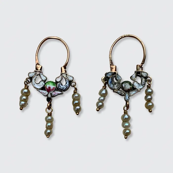 Sicilian Pearl Enamel Navicella Earrings 21stfinds Earrings