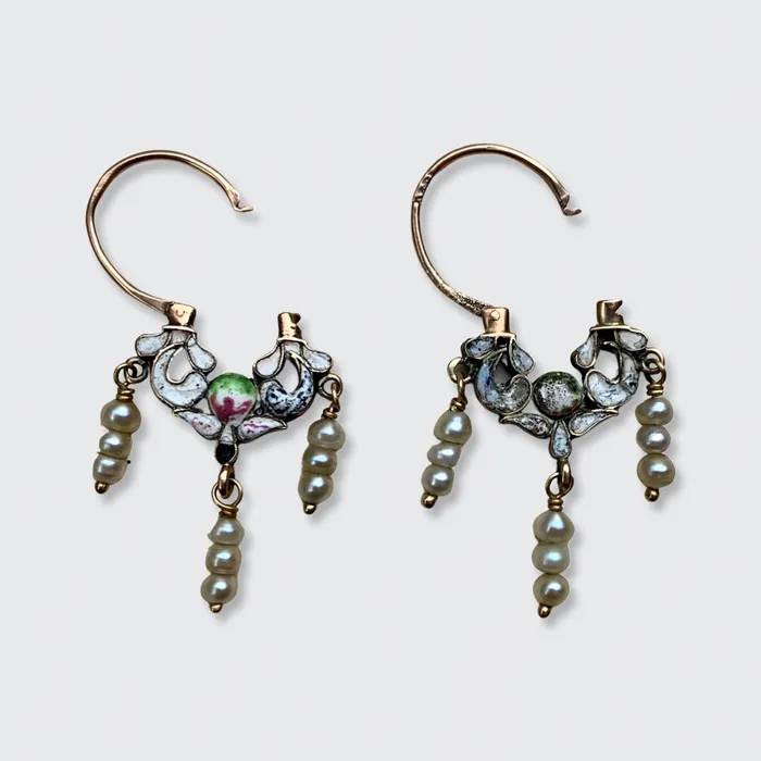 Sicilian Pearl Enamel Navicella Earrings 21stfinds Earrings