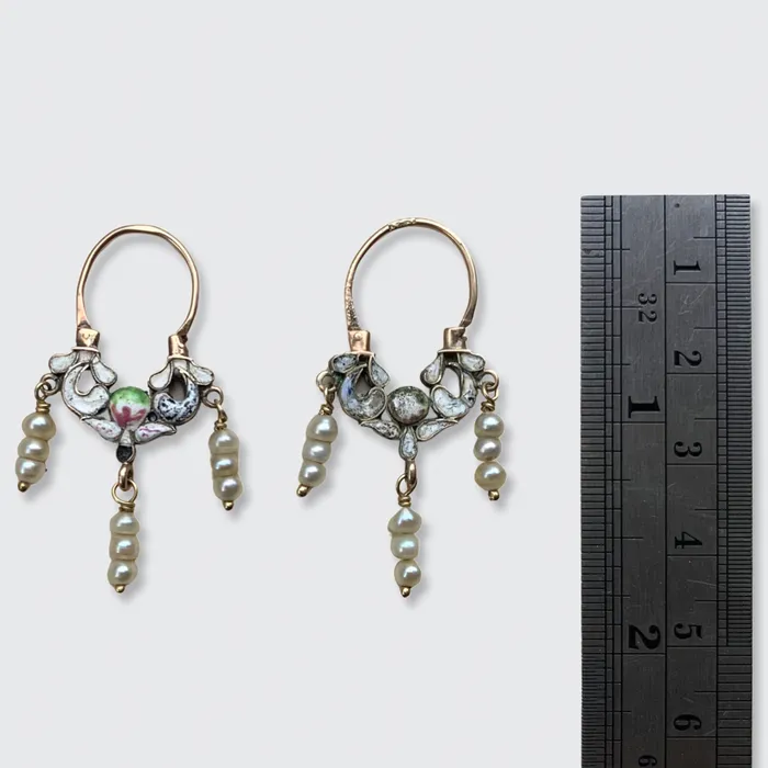 Sicilian Pearl Enamel Navicella Earrings 21stfinds Earrings