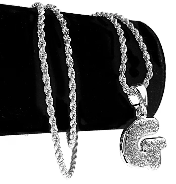 Silver Tone G Letter Micro Chain Rope Necklace Bling Cartel Admin Necklaces Silver Tone G Letter Micro Chain Rope Necklace Bling Cartel Admin Necklaces