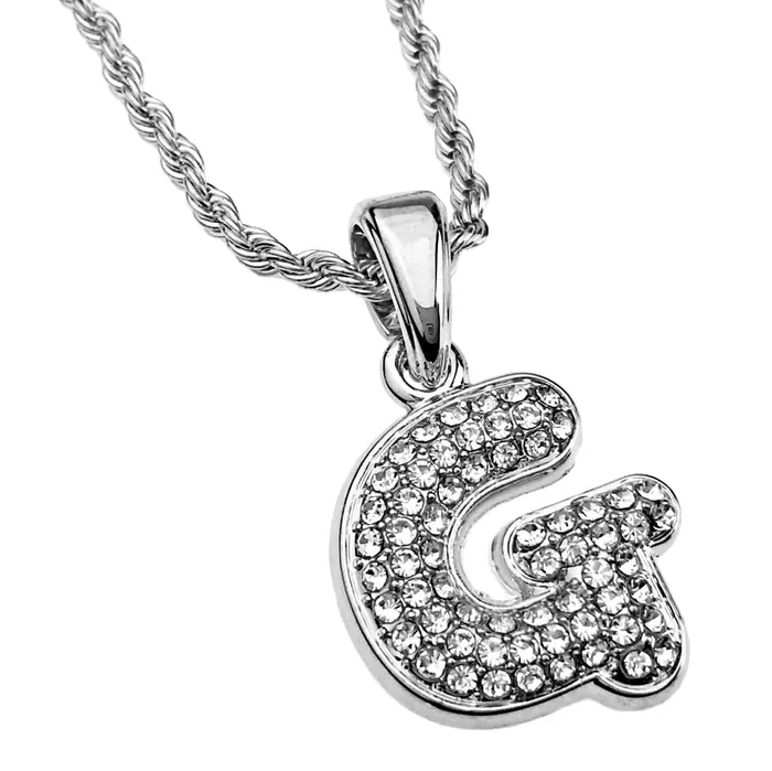Silver Tone G Letter Micro Chain Rope Necklace Bling Cartel Admin Necklaces