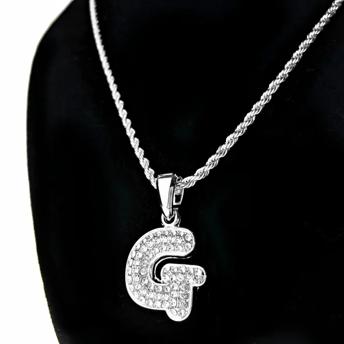 Silver Tone G Letter Micro Chain Rope Necklace Bling Cartel Admin Necklaces