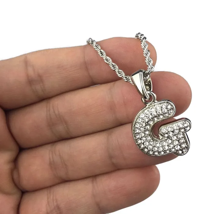 Silver Tone G Letter Micro Chain Rope Necklace Bling Cartel Admin Necklaces