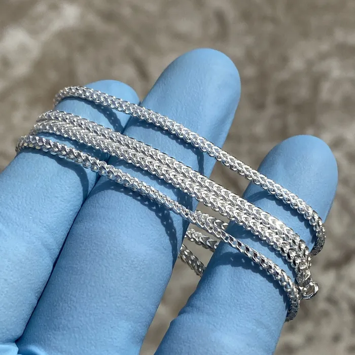 Solid 925 Sterling Silver Franco Chain Necklace Italy 2MM 1624 Bling Cartel Necklaces Solid 925 Sterling Silver Franco Chain Necklace Italy 2MM 1624 Bling Cartel Necklaces