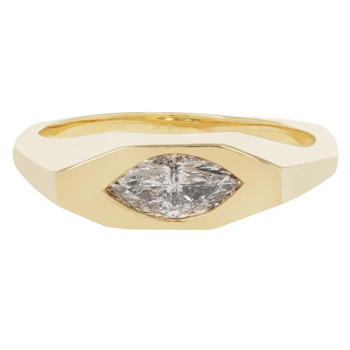 Speckled Eye Marquise Signet Ring Lauren Wolf Jewelry Rings