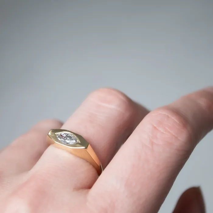 Speckled Eye Marquise Signet Ring Lauren Wolf Jewelry Rings