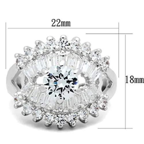 SS017 Silver 925 Sterling Silver Ring with AAA Grade CZ in Clear Alamode Rings