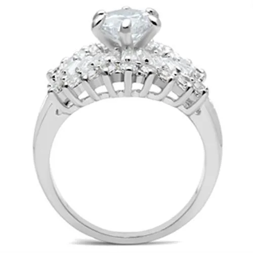 SS017 Silver 925 Sterling Silver Ring with AAA Grade CZ in Clear Alamode Rings