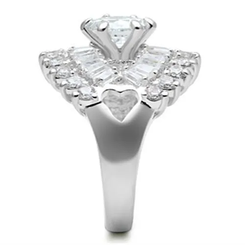 SS017 Silver 925 Sterling Silver Ring with AAA Grade CZ in Clear Alamode Rings