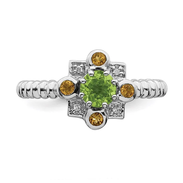 Stackable Expressions Rings Sterling Silver Stackable Expressions Peridot Citrine Diamond Ring QSK857 Stackable Expressions Rings Sterling Silver Stackable Expressions Peridot Citrine Diamond Ring QSK857