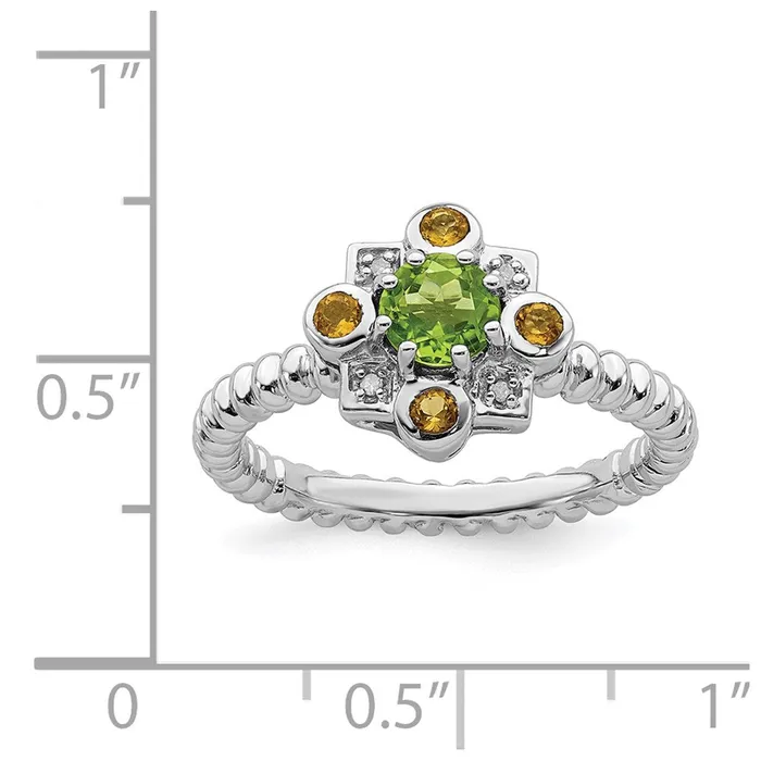 Stackable Expressions Rings Sterling Silver Stackable Expressions Peridot Citrine Diamond Ring QSK857 Stackable Expressions Rings Sterling Silver Stackable Expressions Peridot Citrine Diamond Ring QSK857