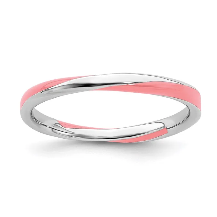 Stackable Expressions Rings Sterling Silver Stackable Expressions Twisted Pink Enameled Ring QSK568 Stackable Expressions Rings Sterling Silver Stackable Expressions Twisted Pink Enameled Ring QSK568