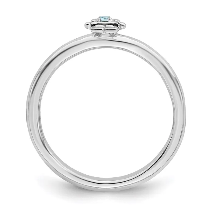 Stackable Expressions Sterling Silver Stackable Expressions Rhodium Aquamarine Girl Ring QSK1925 Rings Stackable Expressions Sterling Silver Stackable Expressions Rhodium Aquamarine Girl Ring QSK1925 Rings