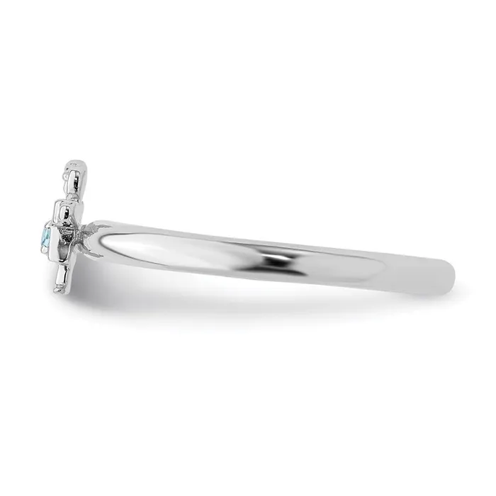 Stackable Expressions Sterling Silver Stackable Expressions Rhodium Aquamarine Girl Ring QSK1925 Rings Stackable Expressions Sterling Silver Stackable Expressions Rhodium Aquamarine Girl Ring QSK1925 Rings