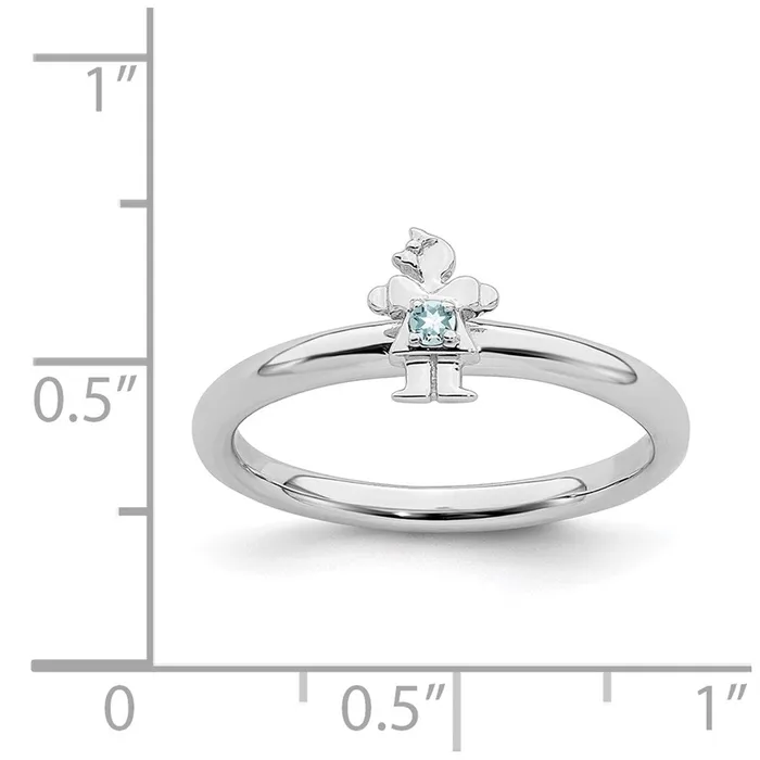 Stackable Expressions Sterling Silver Stackable Expressions Rhodium Aquamarine Girl Ring QSK1925 Rings Stackable Expressions Sterling Silver Stackable Expressions Rhodium Aquamarine Girl Ring QSK1925 Rings