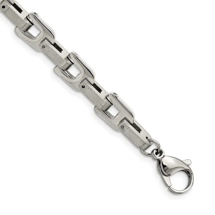 Stainless Steel Brushed and Polished 85in Bracelet Chisel Bracelets