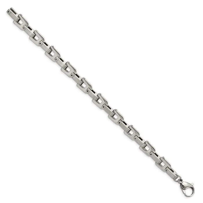 Stainless Steel Brushed and Polished 85in Bracelet Chisel Bracelets Stainless Steel Brushed and Polished 85in Bracelet Chisel Bracelets
