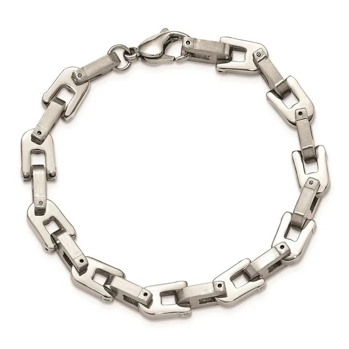 Stainless Steel Brushed and Polished 85in Bracelet Chisel Bracelets Stainless Steel Brushed and Polished 85in Bracelet Chisel Bracelets