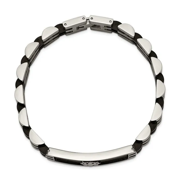Stainless Steel Brushed and Polished Black IPplated 825in ID Bracelet Chisel Bracelets